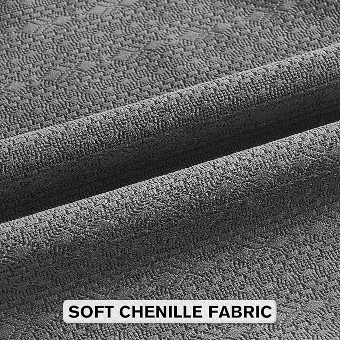 FUTEI Dark Grey Chenille Throw Pillow Covers 22x22 Inch Set of 2,Soft Striped & Diamond Textured Cushion Cases,Modern Home Decor for Couch Living Room