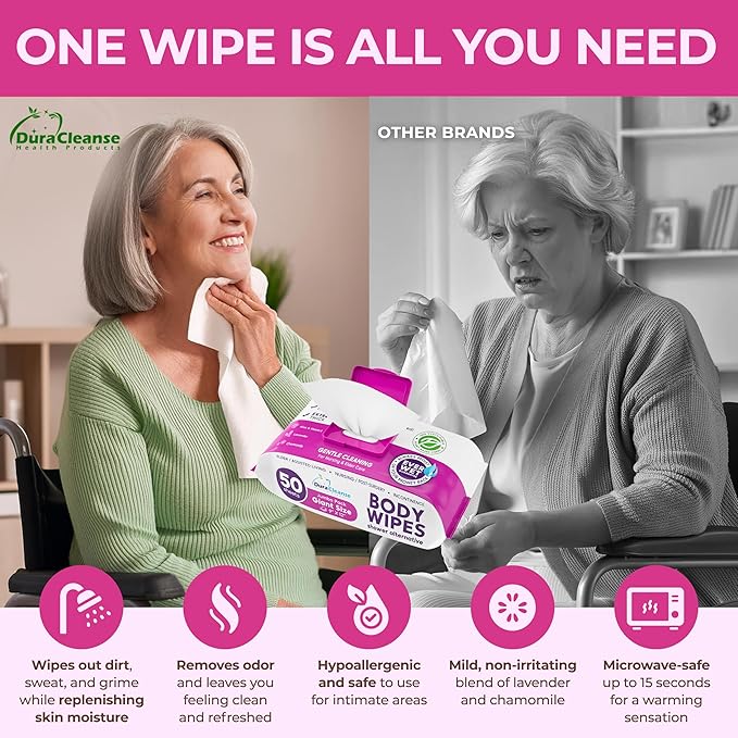 XL Bath Wipes for Adults No Rinse (2 Pack) – 100 Count + 8 Travel Body Wipes, 10" x 11.5" Disposable Washcloths for Elderly Incontinence, After Surgery and Elder Care