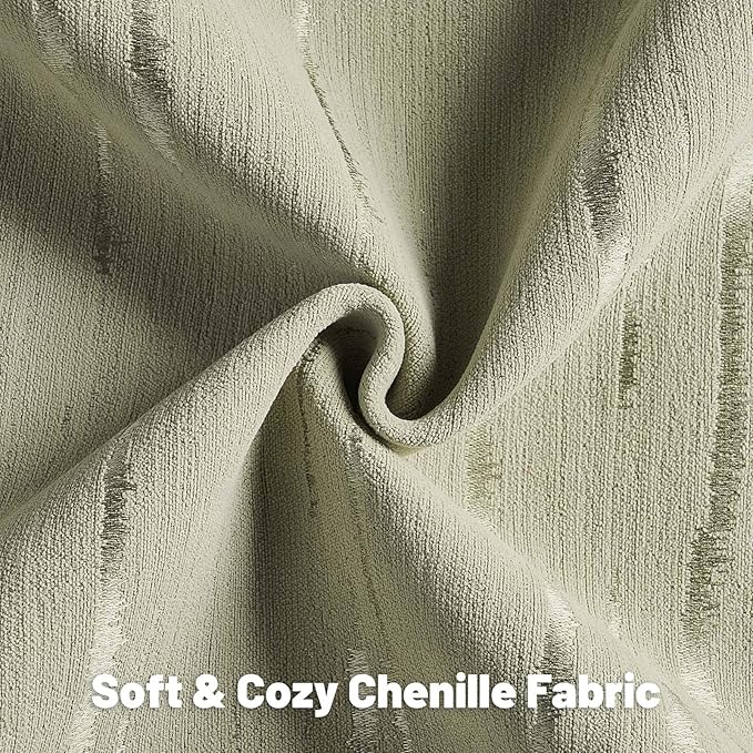 FUTEI Olive Green Chenille Decorative Throw Pillow Covers 20x20 Inch Set of 2,Soft Embossed Striped Textured Cushion Case,Modern Home Decor for Couch Bed Living Room