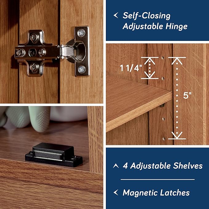 Sauder Select Storage Cabinet, Pantry Cabinet Kitchen Storage with Adjustable Shelves, Bathroom Storage Cabinet, in Highland Oak