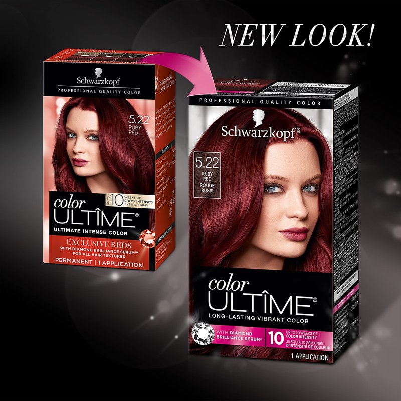 Schwarzkopf Color Ultime Hair Color, 5.22 Ruby Red, 1 Application - Permanent Red Hair Dye for Vivid Color Intensity and Fade-Resistant Shine up to 10 Weeks (Pack of 2)