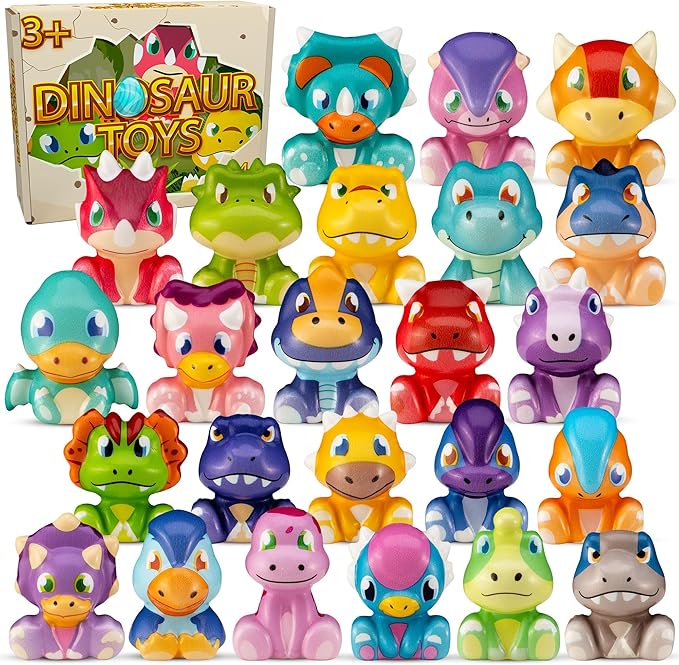 Party Favors for Kids 24PCS Dinosaur Squishy Toys,Goodie Bag Stuffers, Pinata Stuffers,Birthday Gifts for Boys & Girls,Treasure Chest Prizes,Classroom Prizes for Kids (Dinosaur) (Dinosaur)