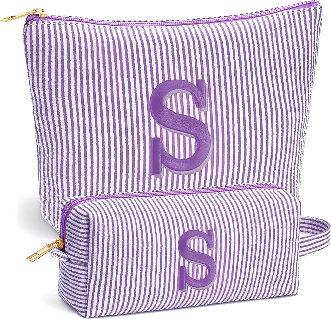 Sister Birthday Gifts for Girls - Travel Makeup Bag, Big Sister Gifts for Girls 6-12 Year Old Girl Gift Teen Girl Gifts Trendy Stuff, Personalized Cute Stuff Initial Makeup Bags, Purple r S