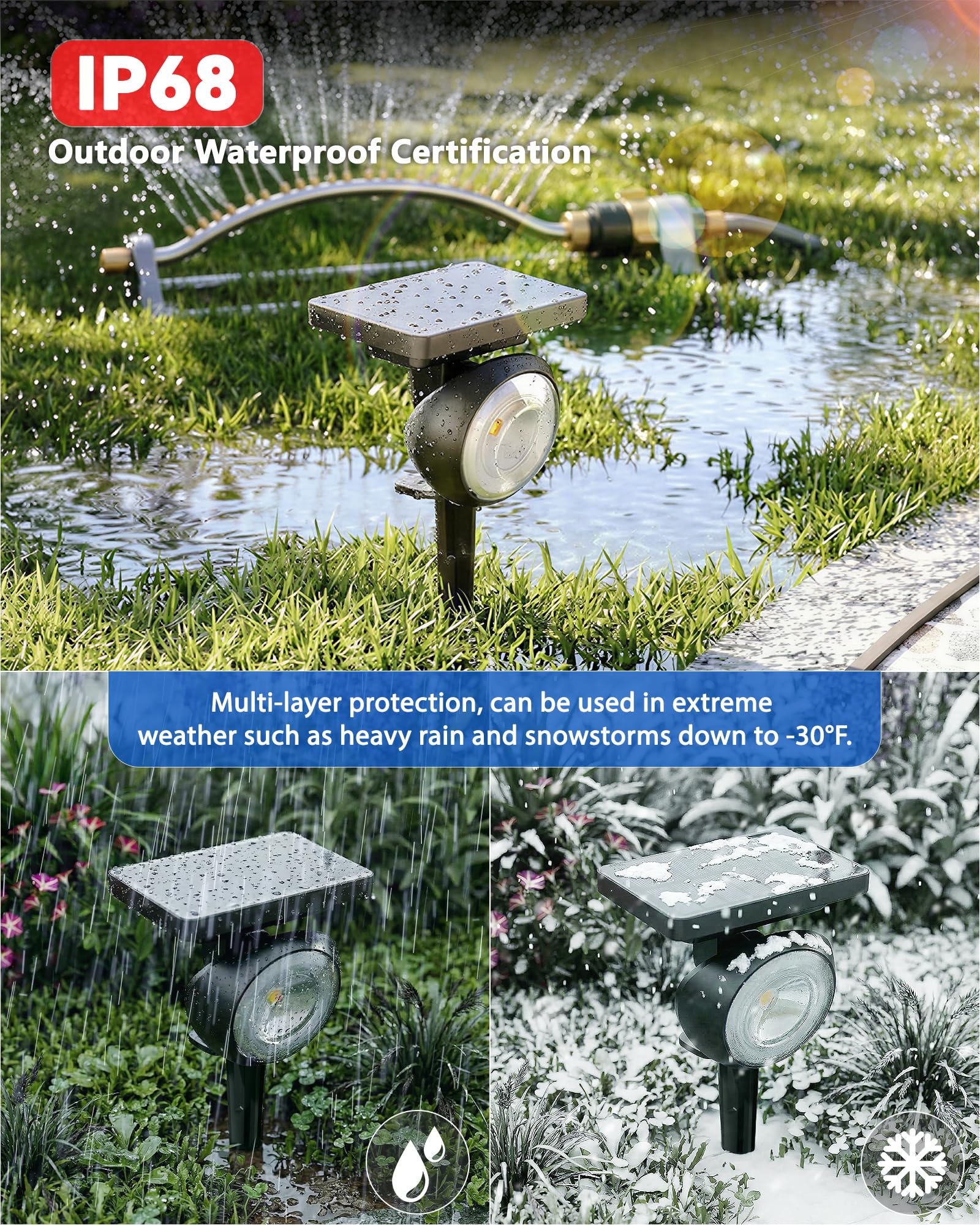 Focusing Solar Spot Lights Outdoor Waterproof, RGB+3CCT Tree Uplights 4Pack