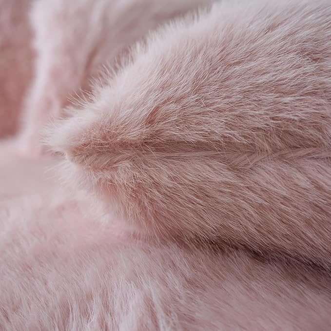 Neelvin Pink Faux Fur Cozy Fluffy Double-Sided Decorative Throw Pillow Covers 16x16 inch Set of 2,Velvet Pillowcase Cushion Case for Sofa Couch