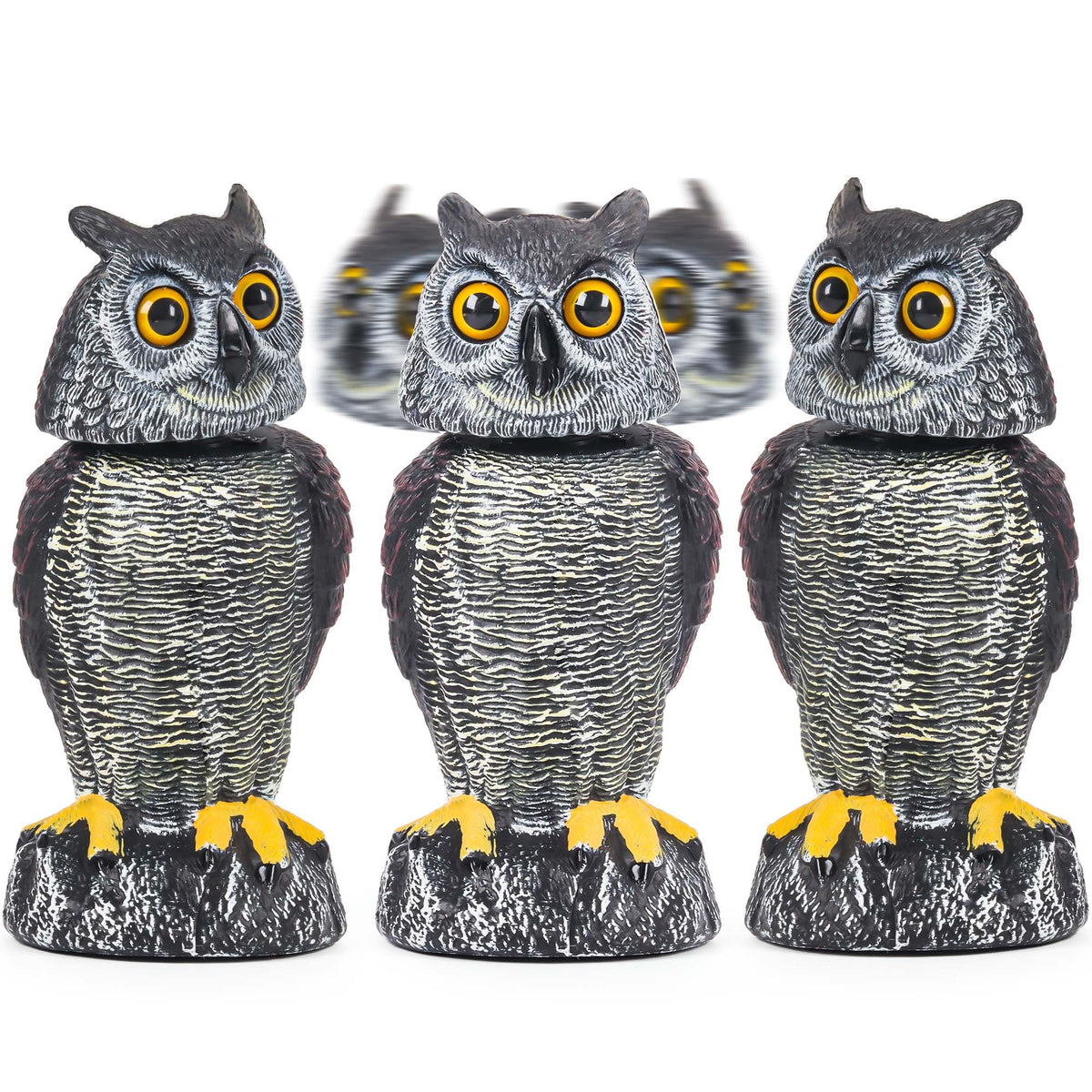 Crobirware 3 Pack Fake Owl Decoys to Scare Birds Away