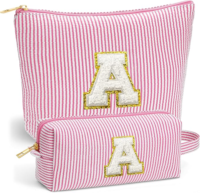 Birthday Gifts for Girls Kids - Travel Makeup Bag Sets for Girls Kids, Teen Girl Gifts Trendy Stuff, 6 7 8 9 10 11 12 Year Girl Birthday Gift, Makeup Bag - Letter A