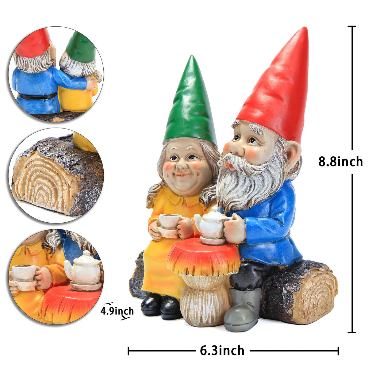 Smadeer Garden Gnome Statue for Outdoor Decoration,Couple in Love Gnome Figurine for Patio Yard Lawn Outside Porch Decor,Garden Sculptures & Statues,Coffee Knome Romantic Forever Love