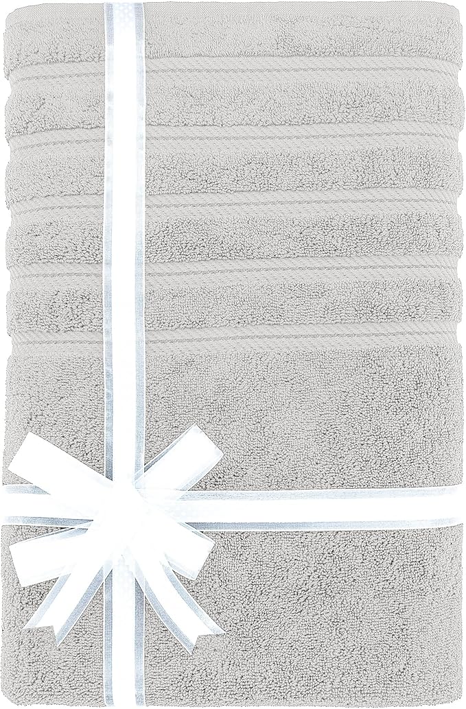 American Soft Linen 35x70 Jumbo Large Bath Towels, 600 GSM 100% Cotton Turkish Bath Sheet, Oversized Luxury Bath Towels for Bathroom Beach and Pool, Silver Grey