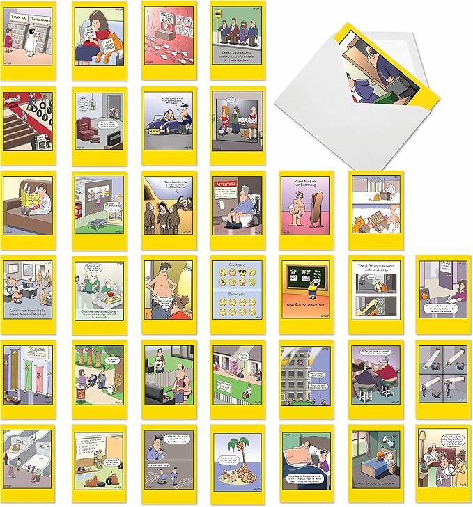 NobleWorks - 36 Assorted Set Funny Mixed Occasions Cards Bulk Box w/Envelopes, Humor Birthday Get Well Friendship (36 Designs, 1 Each) - Whyatt's Wide Variety AC9382XXG-B1x36