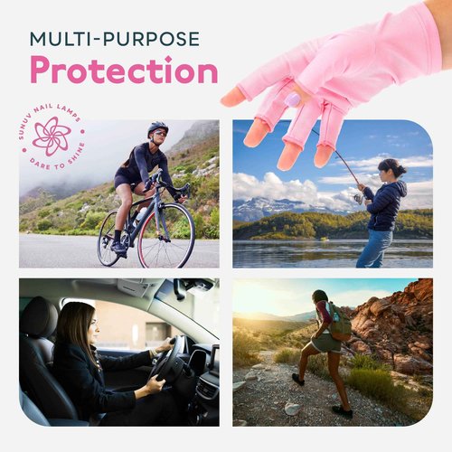 SUNUV SUN3 UV Nail Lamp, UV Gloves for Gel Manicures with UV Protection, Quick-Drying UV Light for Nails with Adjustable Settings Pink Gloves
