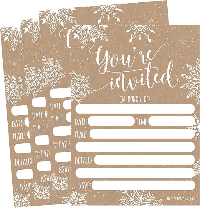 Hadley Designs 25 Christmas Party Invitations – Premium Holiday Invitation Cards for Kids and Adults, Christmas Party Invites for Winter Events, Gatherings & Holiday Open Houses (Rustic)