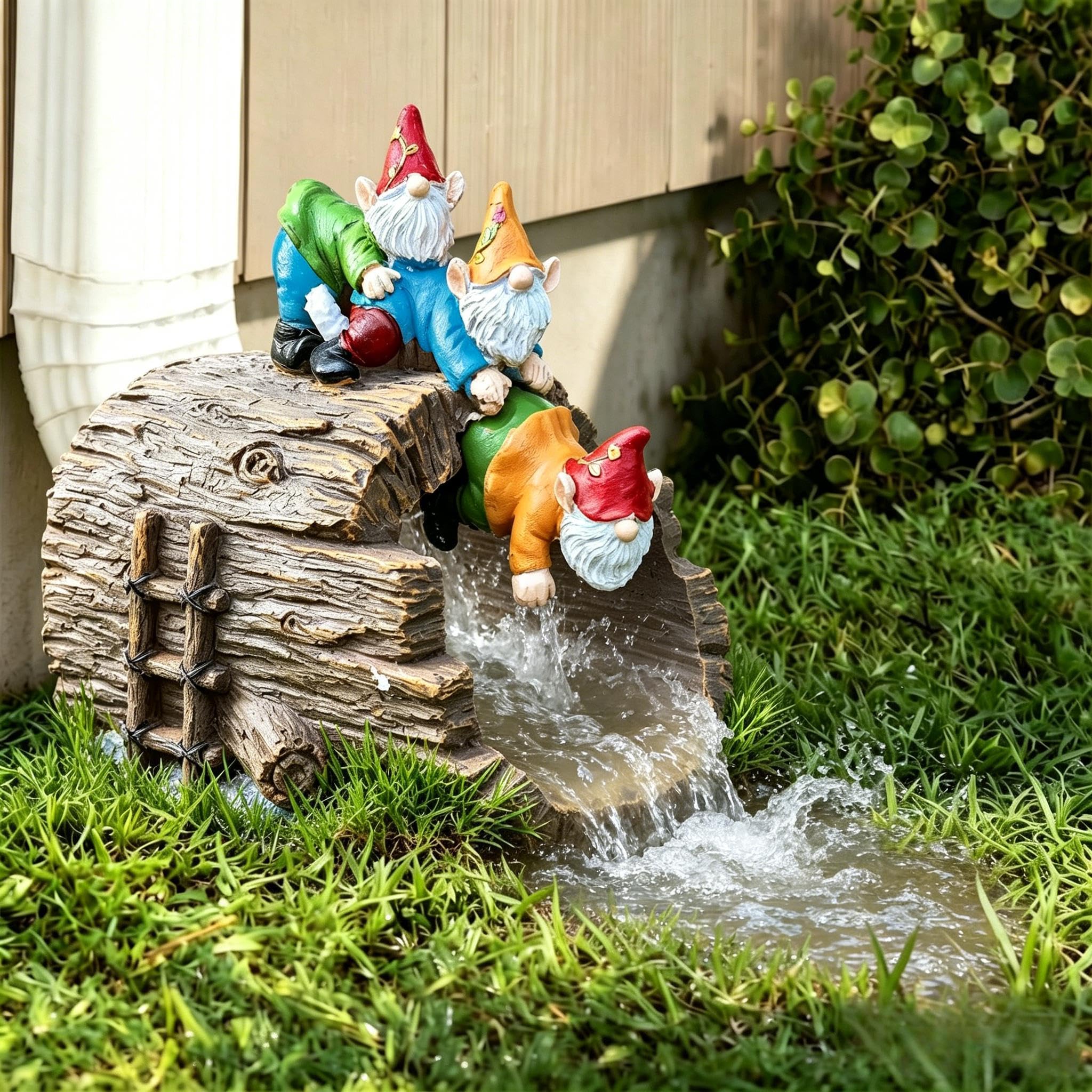Ahbuohe Decorative Gutter Downspout Extensions Statue,3" x 4" Downspout Extension Sculpture,Gnomes Decorative Rain Gutter Downspout Extension Figurine Decor Sculpture for Lawn Yard