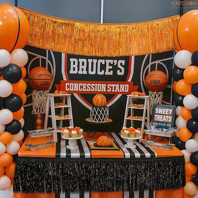 KatchOn, XtraLarge Black and Orange Fringe Banner - 6.5 Ft, Pack of 2 Fringes | Tinsel Garland for Basketball Theme Birthday Decorations | Orange Black Fringe Garland for Graduation Decorations 2026