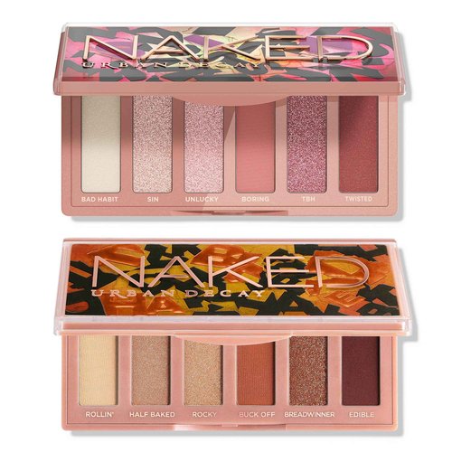 Urban Decay Naked Mini Eyeshadow Palette Makeup Set – Travel Size 6-Pan Palette – Neutral Pinks Brown Shades – Naked Mini Half-Baked + Sin Bundle Kit