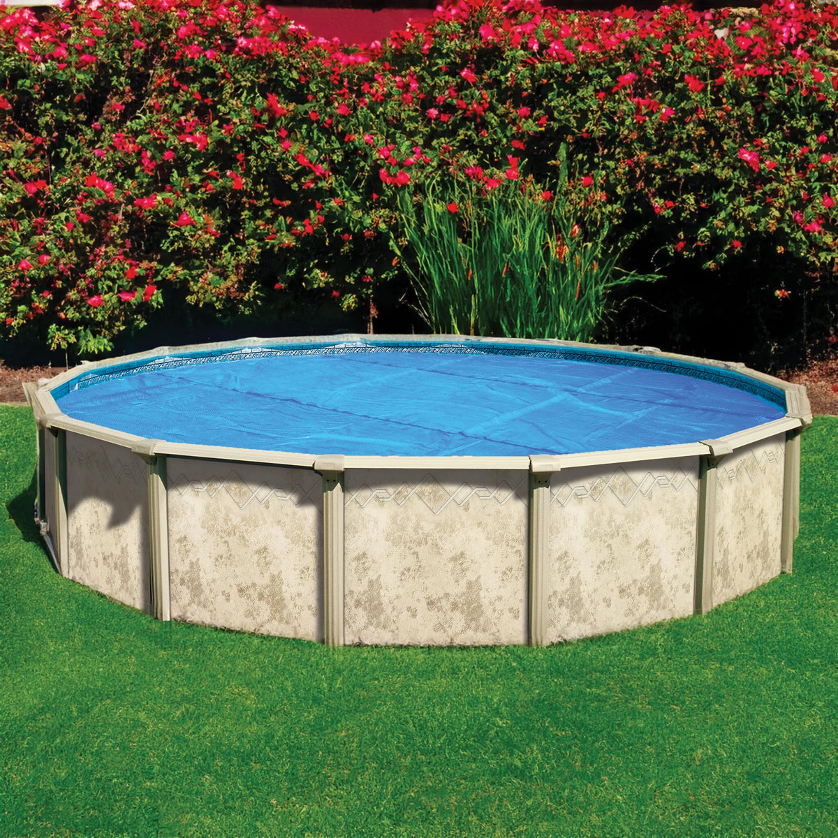 In The Swim 15' Standard Blue Round Solar Pool Cover 8 Mil for Solar Heating Above Ground Pools and Inground Pools