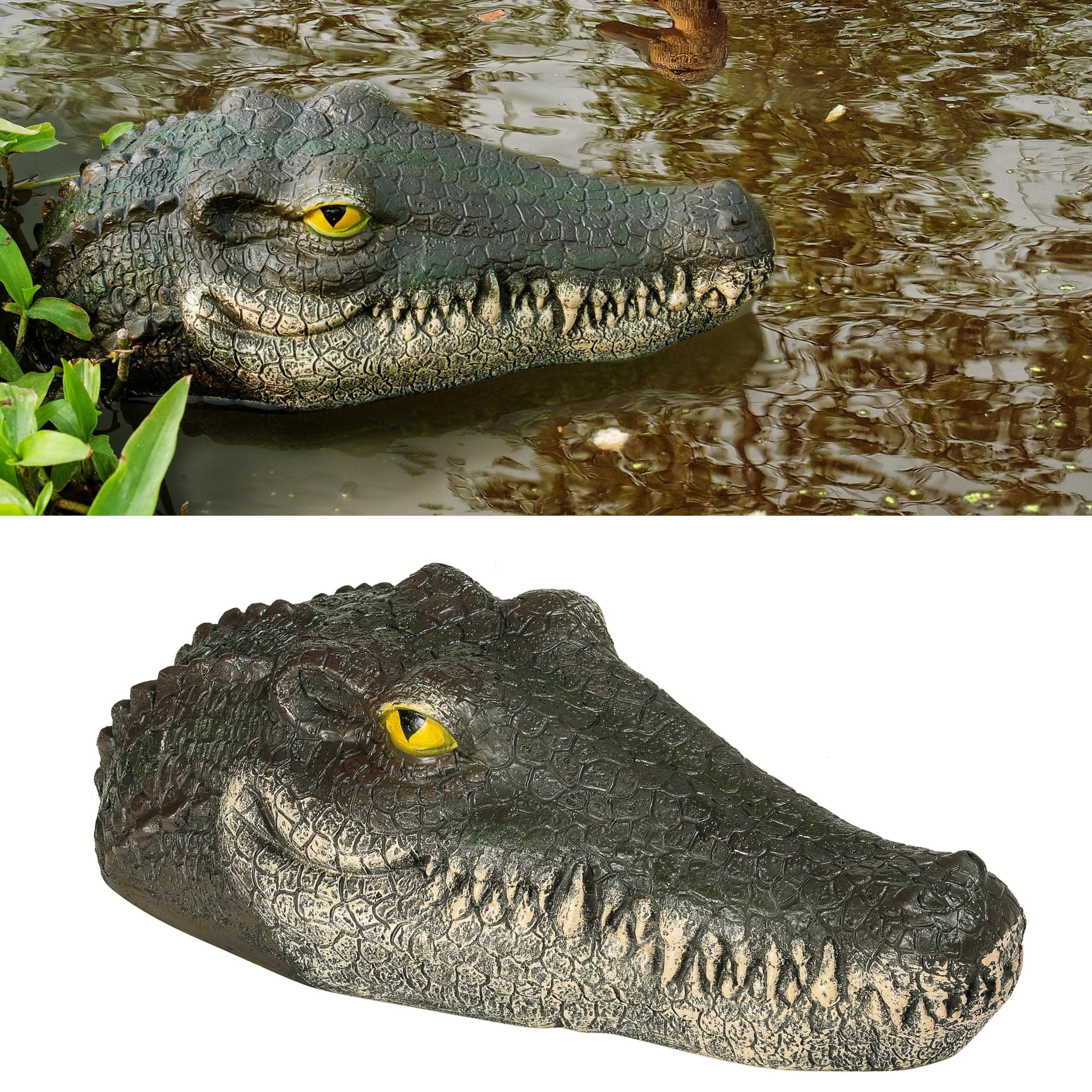 Floating Alligator Head Pond Decor, Realistic Crocodile Head Pool Ornament