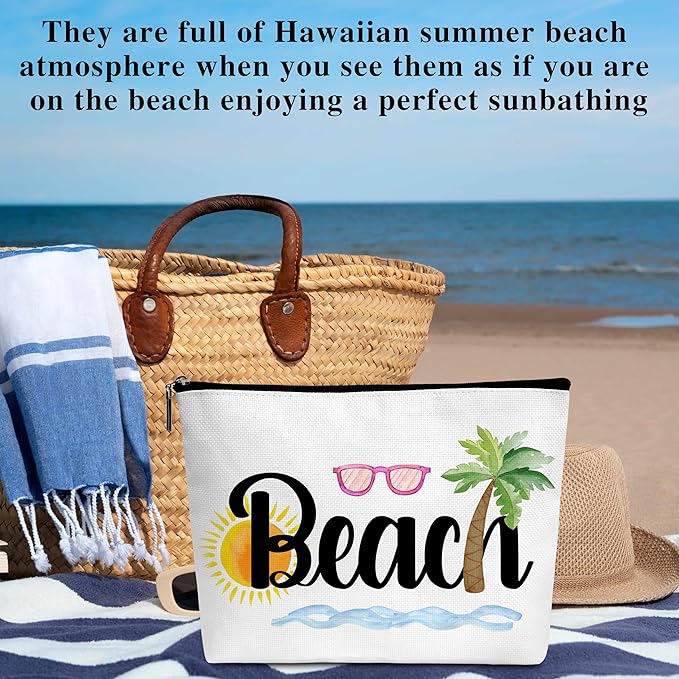 Summer Cosmetic Bag, Cruise Gift Makeup Bag with Zipper for Toiletry Bag Accessories, Beach Lover Gifts for Women Girls Birthday- B01