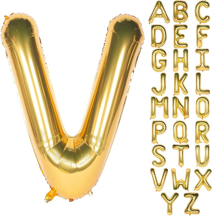 Letter Balloons 40 Inch Giant Jumbo Helium Foil Mylar for Party Decorations Gold V