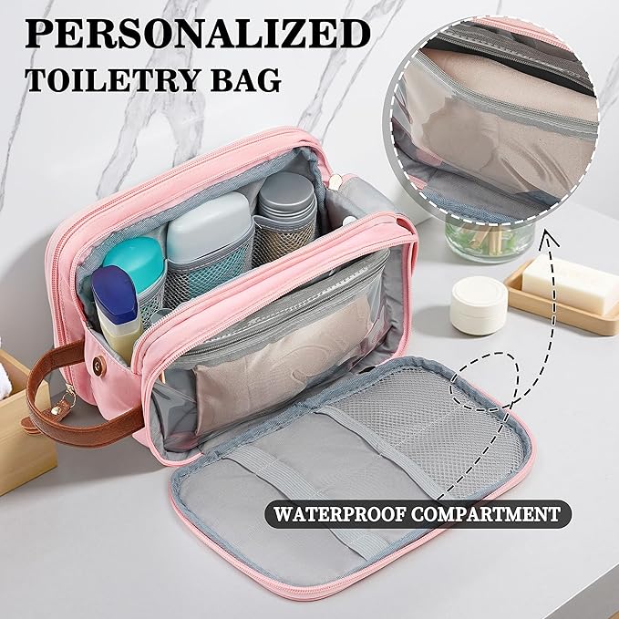 YOOLIFE Friend Gifts for Women - Monogram Toiletry Bag Makeup Bag for Women, Travel Essentials Gifts for Mom Wife Grandma Friend Birthday Gifts Letter G Pink