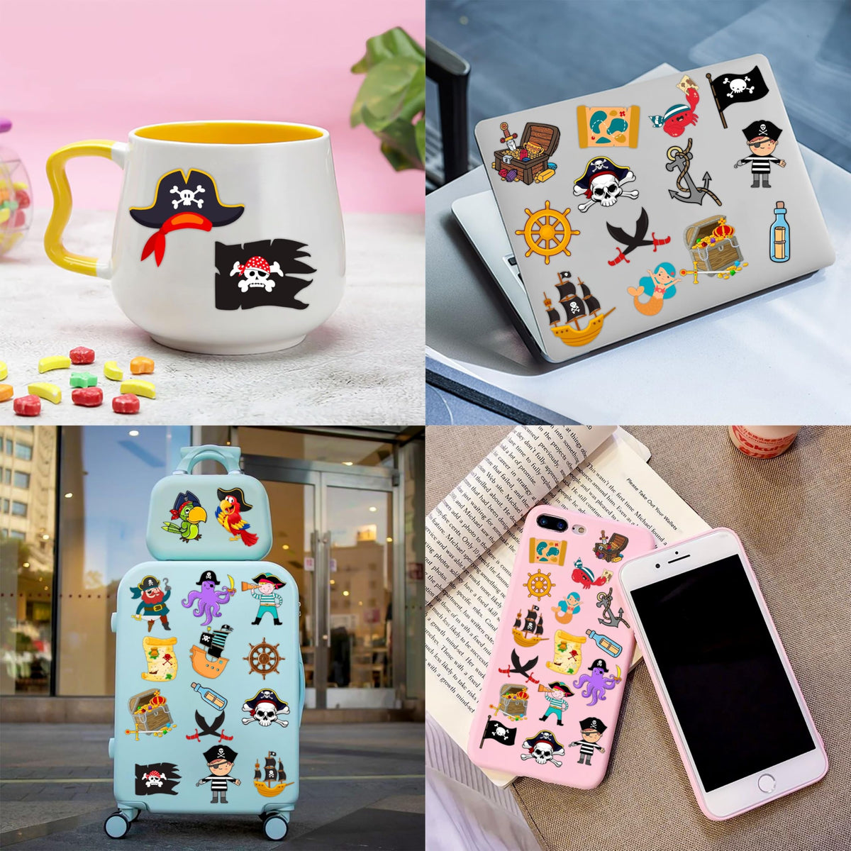 Pirate Party Favors for Kids, 72Pcs Tattoos and Slap Bracelets for Rewards