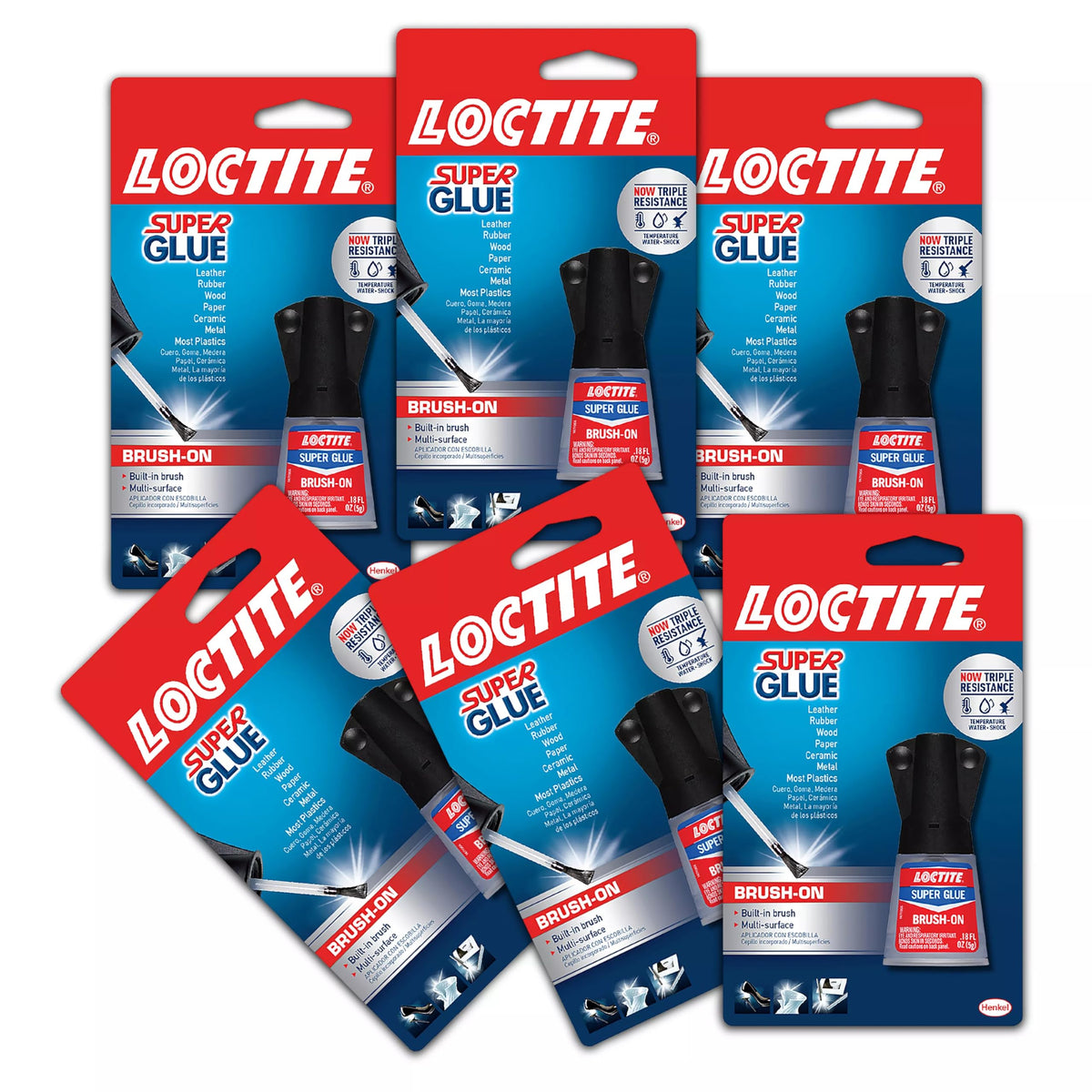 Loctite Super Glue Brush On Bottle, Clear, 0.18 fl oz Bottle, 6 Pack - Superglue for Plastic, Wood, Metal, Crafts & Repair, Cyanoacrylate Adhesive Instant Glue, Quick Dry