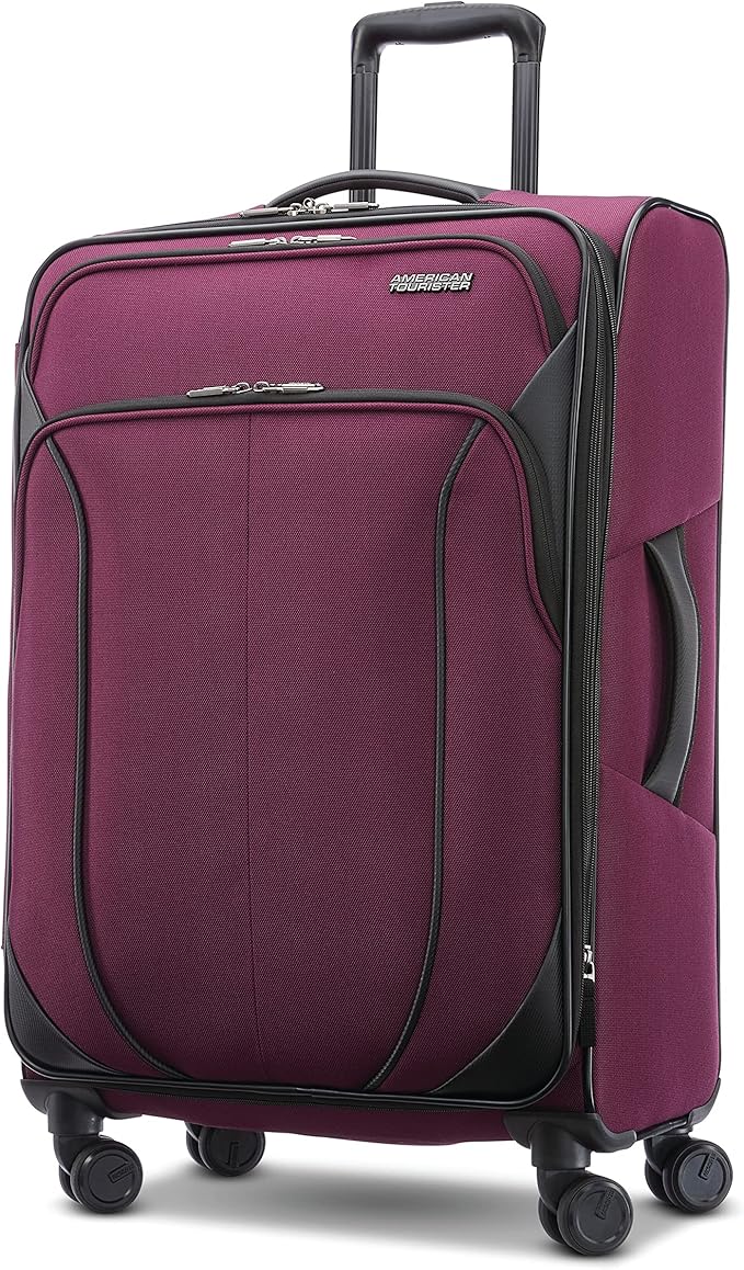 American Tourister 4 KIX 2.0 Expandable Softside Luggage with Spinner Wheels, 24 SPINNER, PURPLE ORCHID