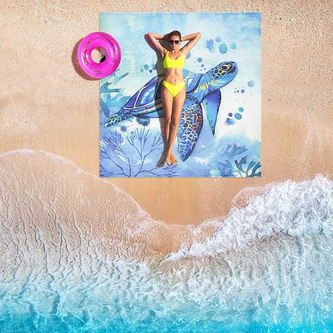 WIWIGO Beach Blanket Waterproof Sandproof Beach Mat 79" X 83"/10'x9'for 2-8 Adults Quick Drying Outdoor Picnic Mat Beach Accessories for Travel, Camping, Hiking