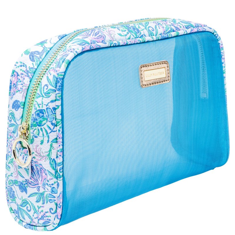 Lilly Pulitzer Clear Zipper Pouch, Cute Pencil Case for Adults, Travel Toiletry Bag, Small Pouch Bag for Supplies, Makeup or Toiletries, Just a Pinch