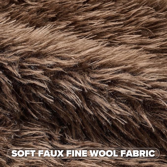 FUTEI Dark Brown Decorative Throw Pillow Covers 18x18 Inch Set of 2,Soft Cozy Faux Fine Wool Textured Cushion Case,Modern Home Luxury Decor for Couch Bed Living Room