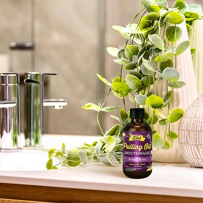 THE DIRT Oil Pulling Mouthwash - Gluten Free - Removes Plaque, Tartar, Bad Breath & Whitens Teeth (Fennel Anise, 4 Ounce)