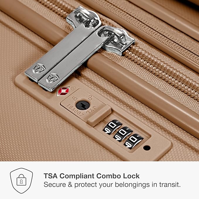 Traveler's Choice Pagosa Hardshell Expandable Luggage with Spinner Wheels, Latte Beige, 22-Inch Carry-on