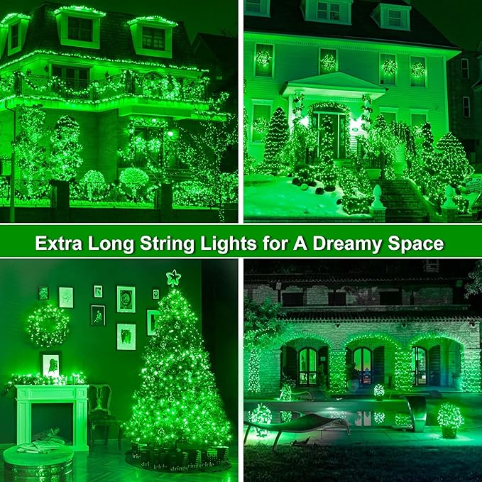 164Ft 500 LED Green St. Patrick's Day Lights, Waterproof 8 Twinkle with Memory Functions Green String Lights for Indoor Outdoor Tree Garden St. Patrick's Day Decoration