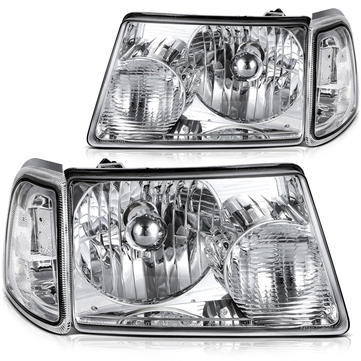 LBRST Headlight Assembly Fit 2001-2011 for Ranger Driver & Passenger Side Headlight Chrome Housing FO2503173