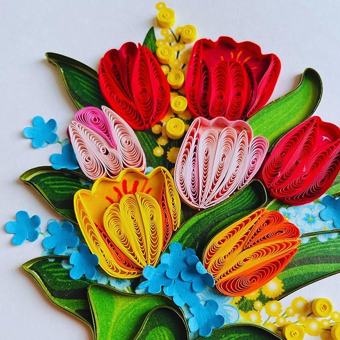 Quilling Card 3D Greeting Cards, handmade Quilling Cards birthday card, handcrafted cards for all occasions, Heart, tulip flower (Tulip)
