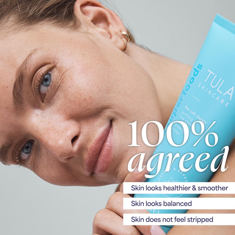 TULA Skin Care Cult Classic Purifying Face Cleanser, Full and Travel Size Duo - Gentle and Effective Face Wash, Makeup Remover, Nourishing and Hydrating, Set of 2