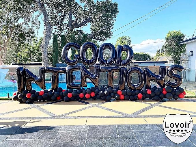 Lovoir 40 Inch Large Black Letter V Balloons Big Size Jumbo Mylar Foil Helium Balloon for Birthday Party Celebration Decorations Alphabet Black V