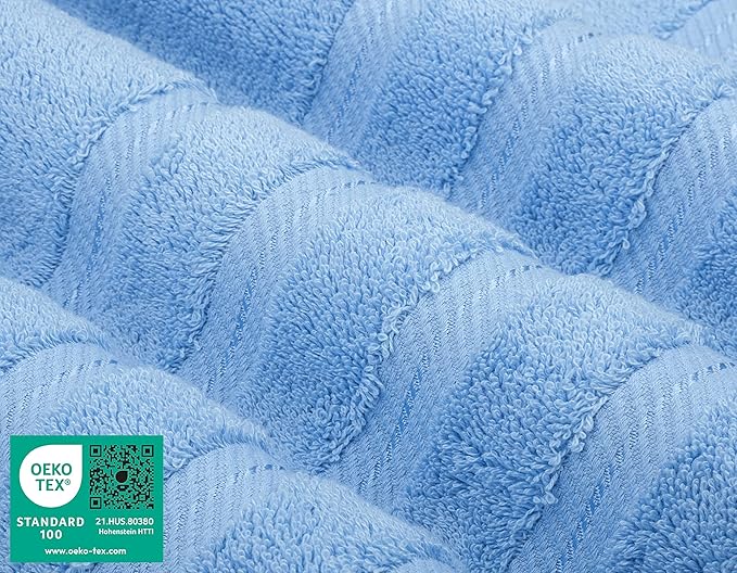 American Soft Linen Luxury 4 Piece Bath Towel Set, 600 GSM 100% Cotton Turkish Bath Towels for Bathroom, 27x54 in Large Bathroom Shower Towels, Sky Blue