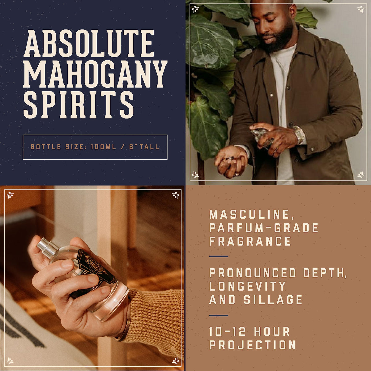Men’s Cologne, Absolute Mahogany Fragrance, 3.4 fl. oz - Long-Lasting Eau de Parfum for Men, Sweet Scent with Woodsy Undertones - Eau de Toilette with Masculine Aromatics