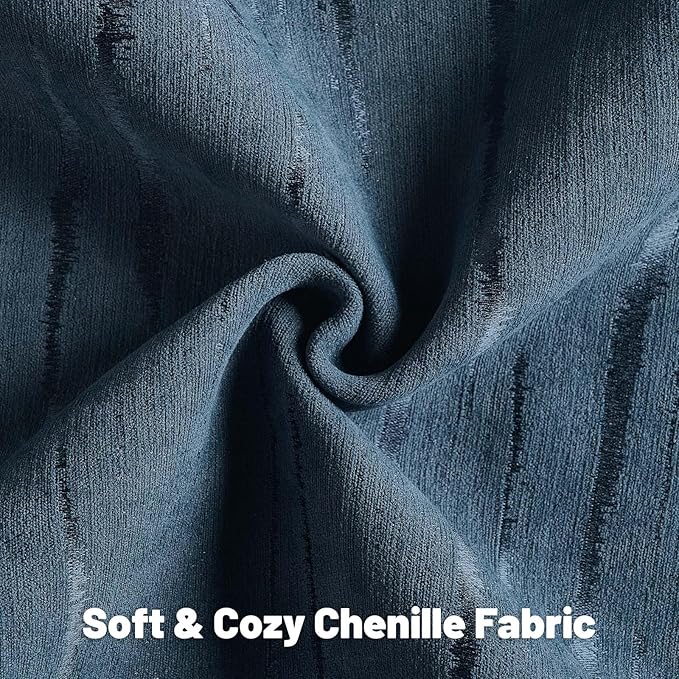 FUTEI Navy Blue Chenille Decorative Throw Pillow Covers 18x18 Inch Set of 2,Soft Embossed Striped Textured Cushion Case,Modern Home Decor for Couch Bed Living Room