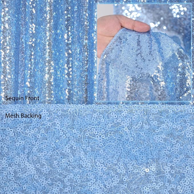 B-COOL Baby Blue Sequin Backdrop Curtains 2 Packs 3.3ftx8ft Baby Shower Sparkle Backdrop Fabric Glitter Background Drapes for Party Ceremony Birthday Decoration
