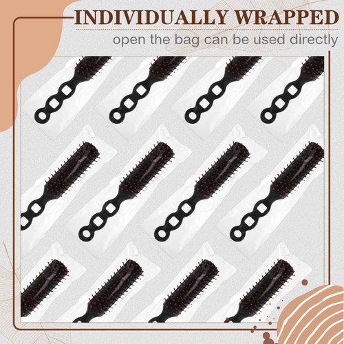 200 Pcs Hair Brushes for Homeless Individually Wrapped Detangling Brush Curly Hair Brush Vent Hairbrush Comb Pp Material Curly Wavy Hair Blow Drying Styling for Shelter Hotel Woman Man, Black