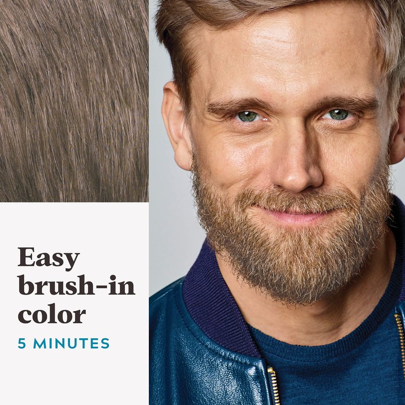 Just For Men Mustache & Beard, Beard Dye for Men with Brush Included, With Keratin Biotin Aloe and Coconut Oil for Healthy Facial Hair - Light Brown, M-25, Pack of 3