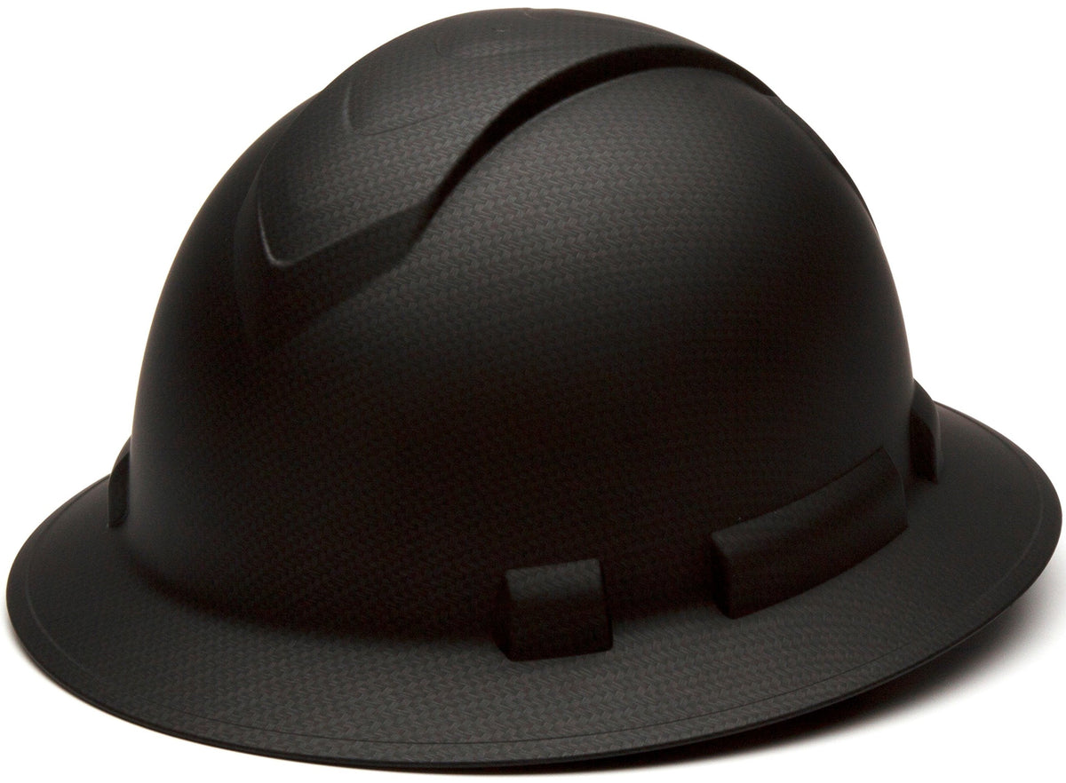Pyramex Ridgeline Full Brim Hard Hat 4 Point Ratchet Matte Black Graphite Pattern