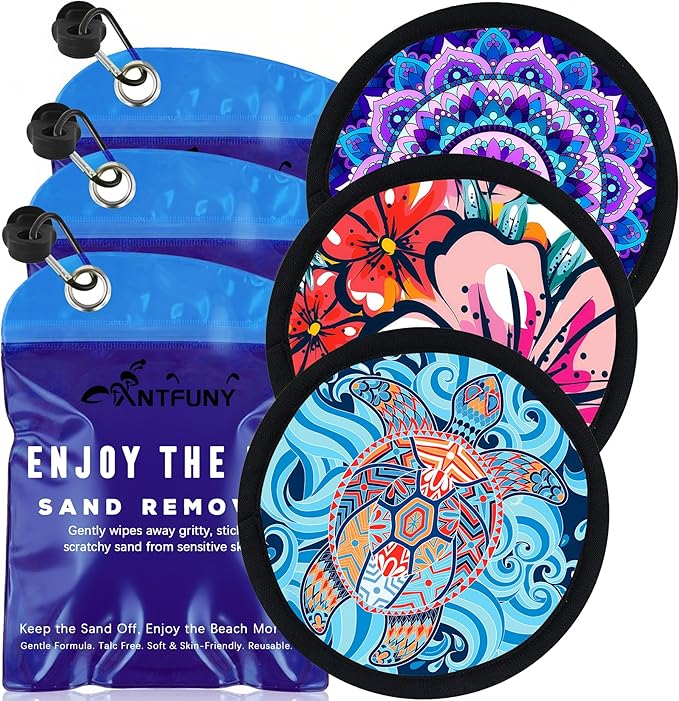 Antfuny 3 Packs Sand Remover Cleaner Eraser for Family Women Vacation Trip Hawaii Honeymoon Gift Costa Rica Must Haves Resort Rio de Janeiro Bahamas Punta Cana Essential Waikiki Spring Trip Towel