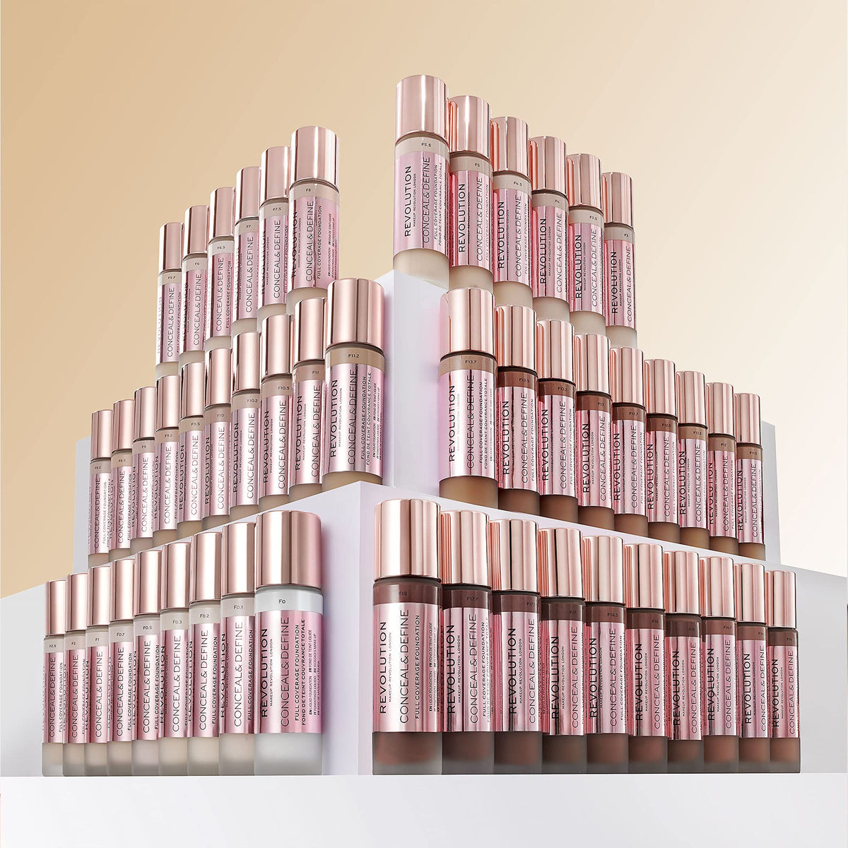 Revolution Beauty London, Conceal & Define Foundation, Full Coverage, Long-Lasting Matte Finish, Vegan & Cruelty-Free, F18 Dark Skin Tones, 0.8 fl oz