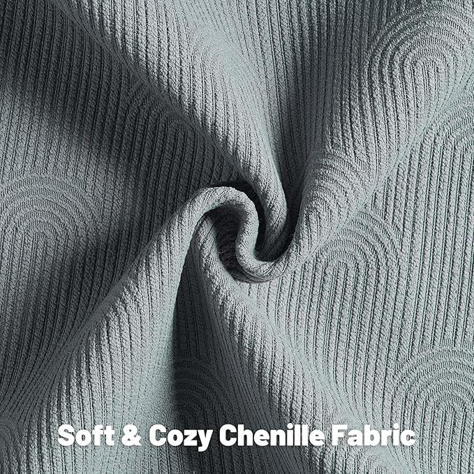 FUTEI Dark Grey Chenille Decorative Throw Pillow Covers 24x24 Inch Set of 2,Soft Cozy Striped Geometric Patterns European Cushion Case,Modern Home Decor for Couch Bed Living Room