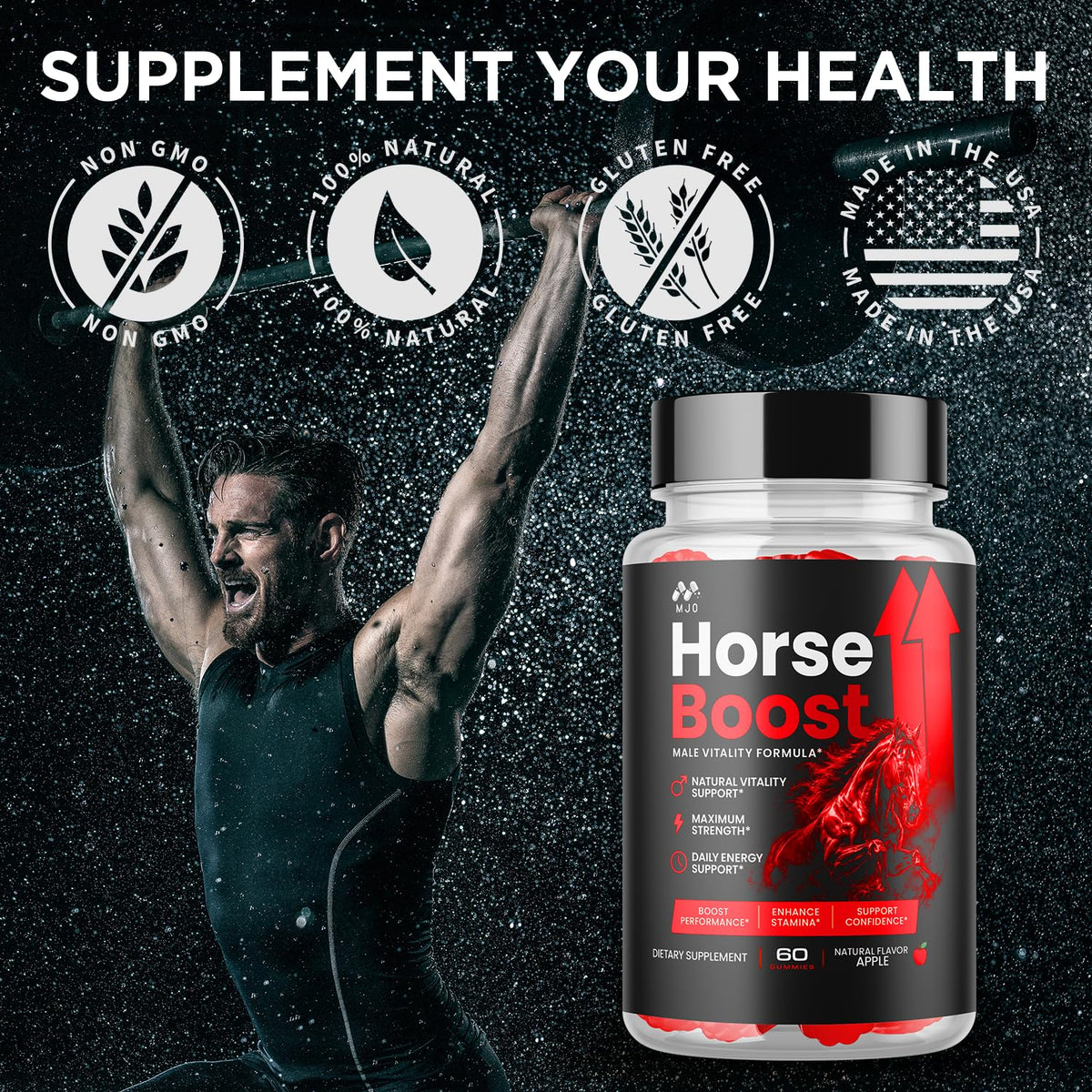 (3 Pack) Horse Boost Gummies for Men, Official Horse Boost Male Performance Support Supplement with All Natural Ingredients, Maximum Strength HorseBoost Advanced Mens Multivitamin Gummy (180 Gummies)