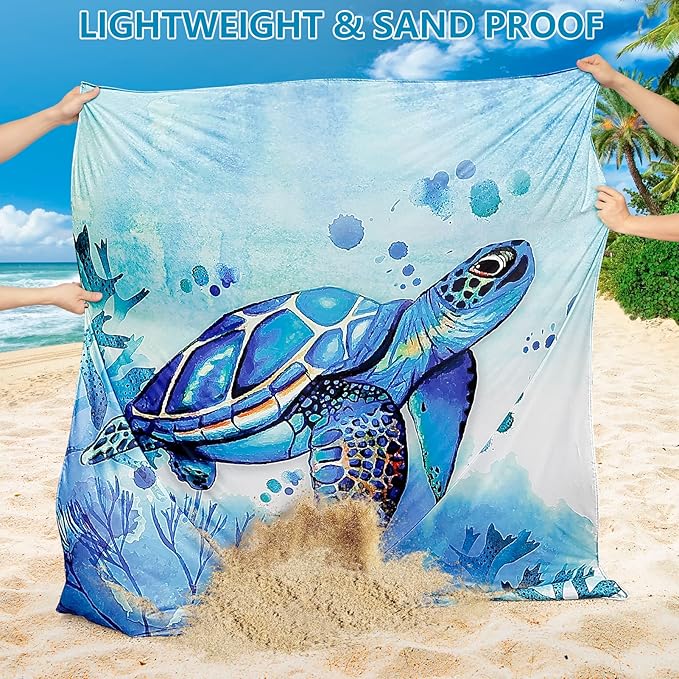 WIWIGO Beach Blanket Waterproof Sandproof Beach Mat 79" X 83"/10'x9'for 2-8 Adults Quick Drying Outdoor Picnic Mat Beach Accessories for Travel, Camping, Hiking