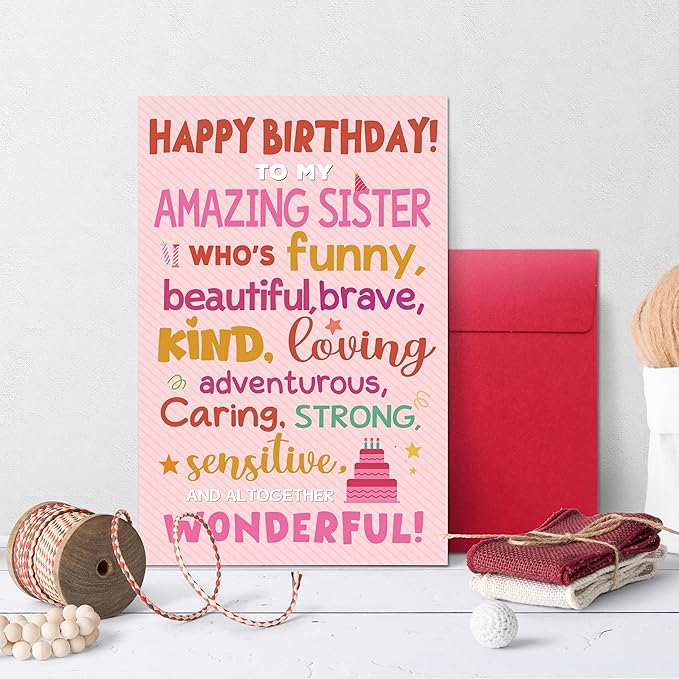 Funny Sister Birthday Card, Best Sister Greeting from Brothers or Sisters, Heartfelt Appreciative Birthday Card Gift for Her Women